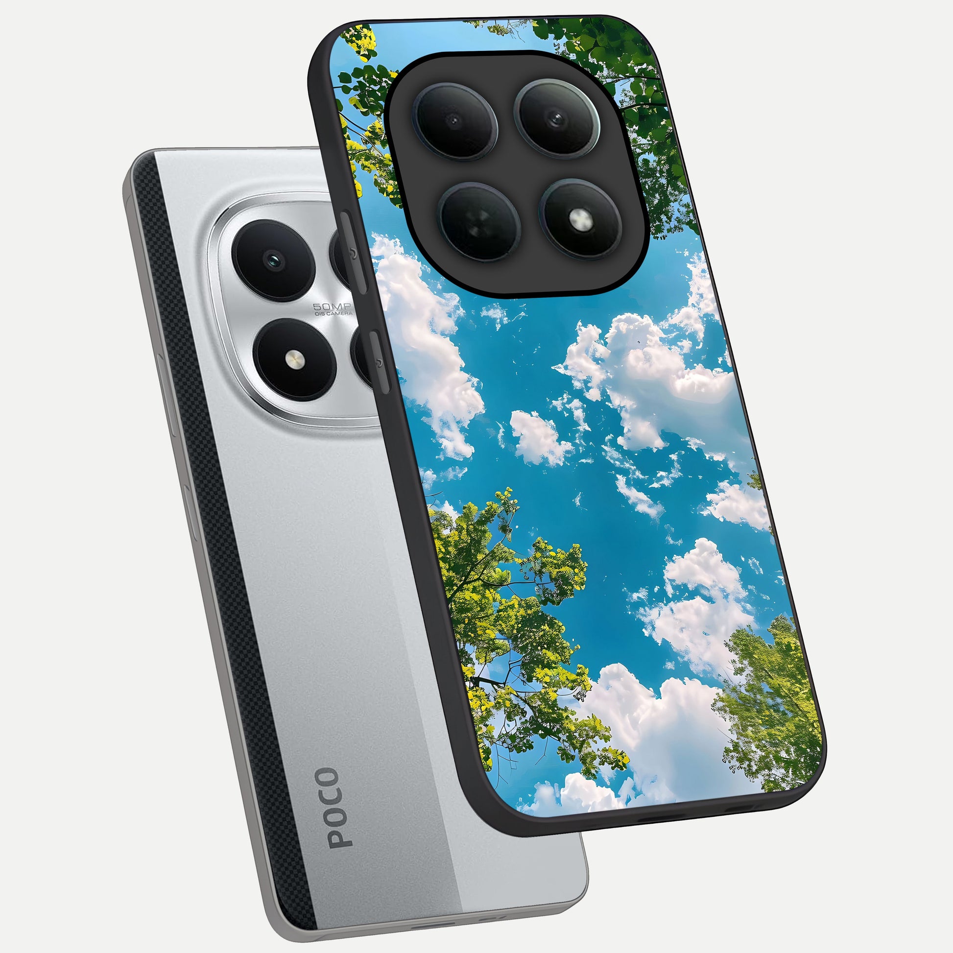 Green Moon Energy phone case For Poco M8 Pro showing premium glass back cover with detailed artwork