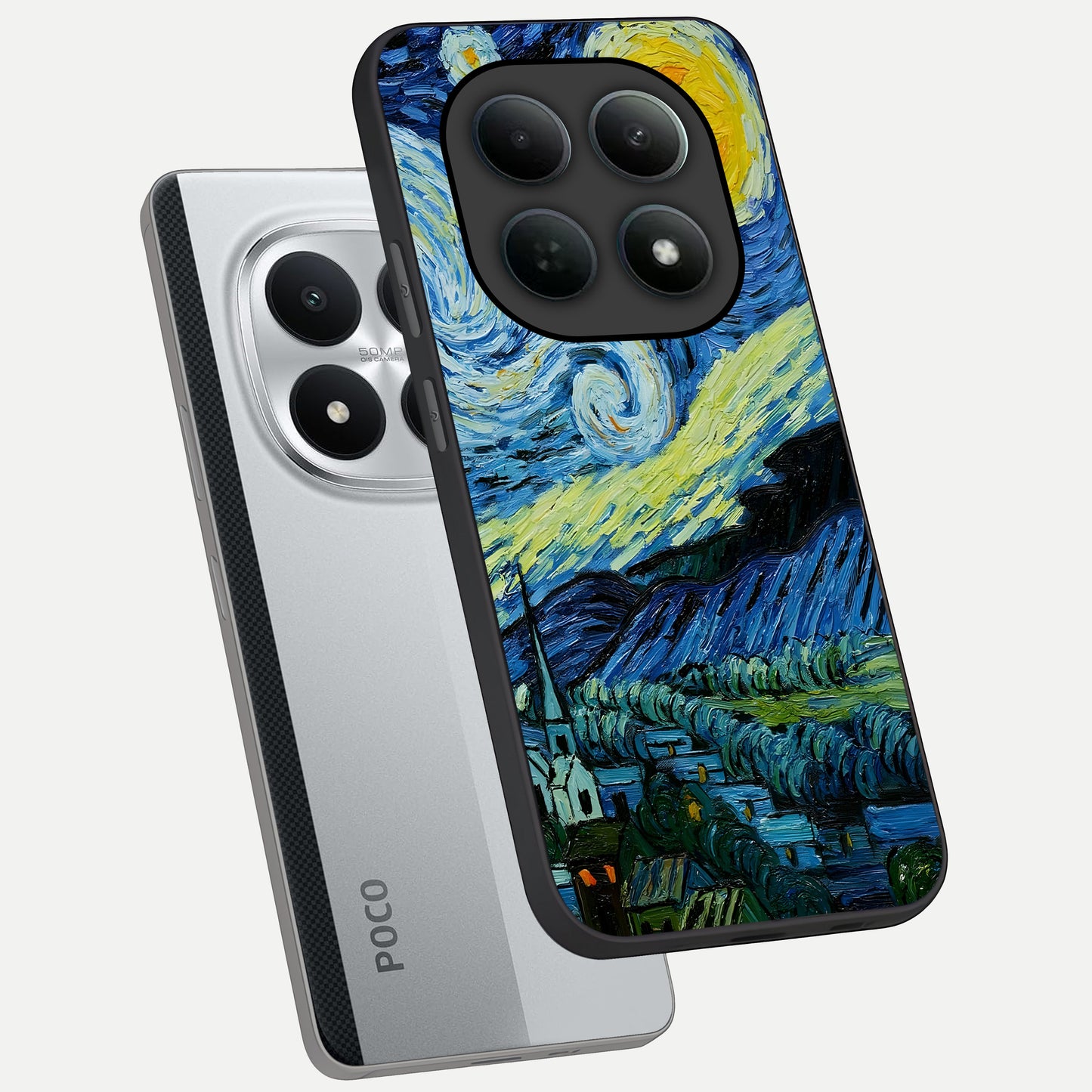 Inspired Van Gogh Art phone case For Poco M8 Pro showing premium glass back cover with detailed artwork