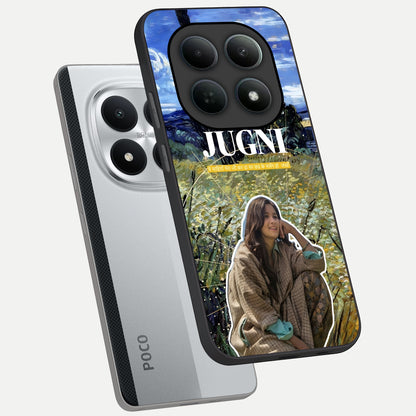  Jugni Soul Vibes phone case For Poco M8 Pro showing premium glass back cover with detailed artwork