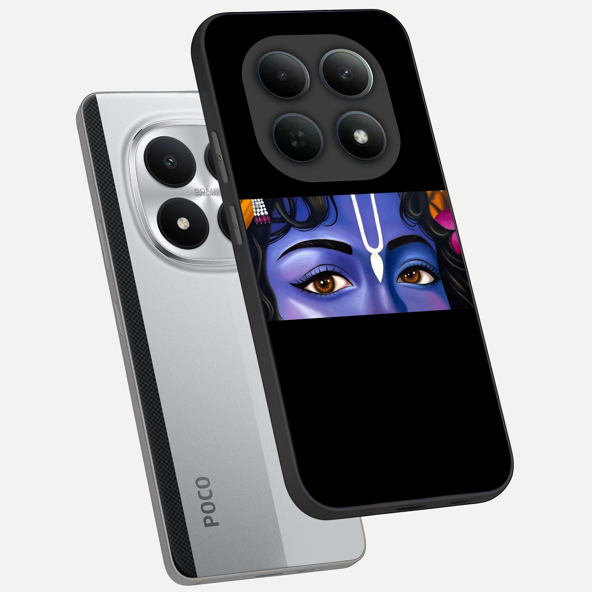  Krishna Eye phone case For Poco M8 Pro showing premium glass back cover with detailed artwork