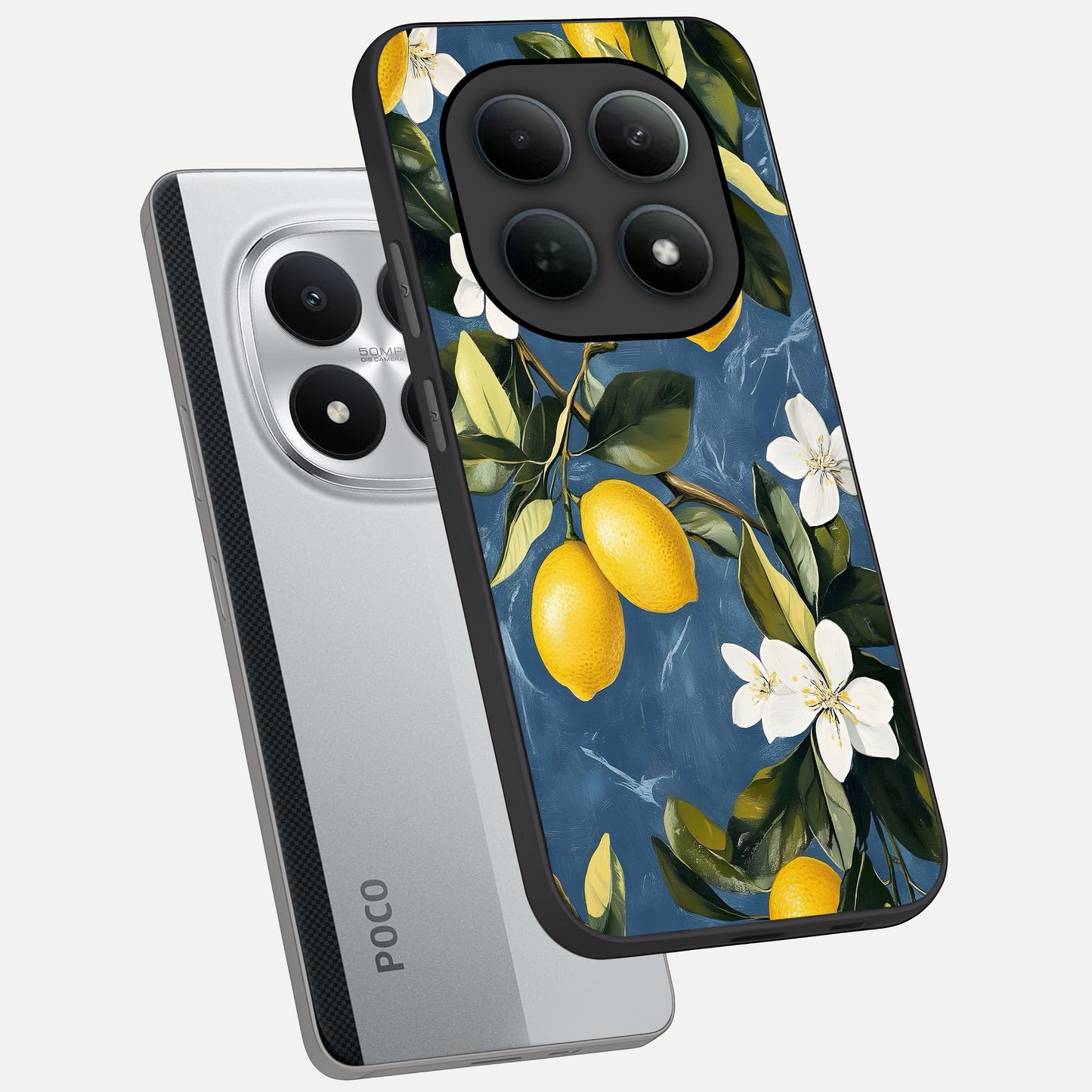  Lemon Dream Garden phone case For Poco M8 Pro showing premium glass back cover with detailed artwork