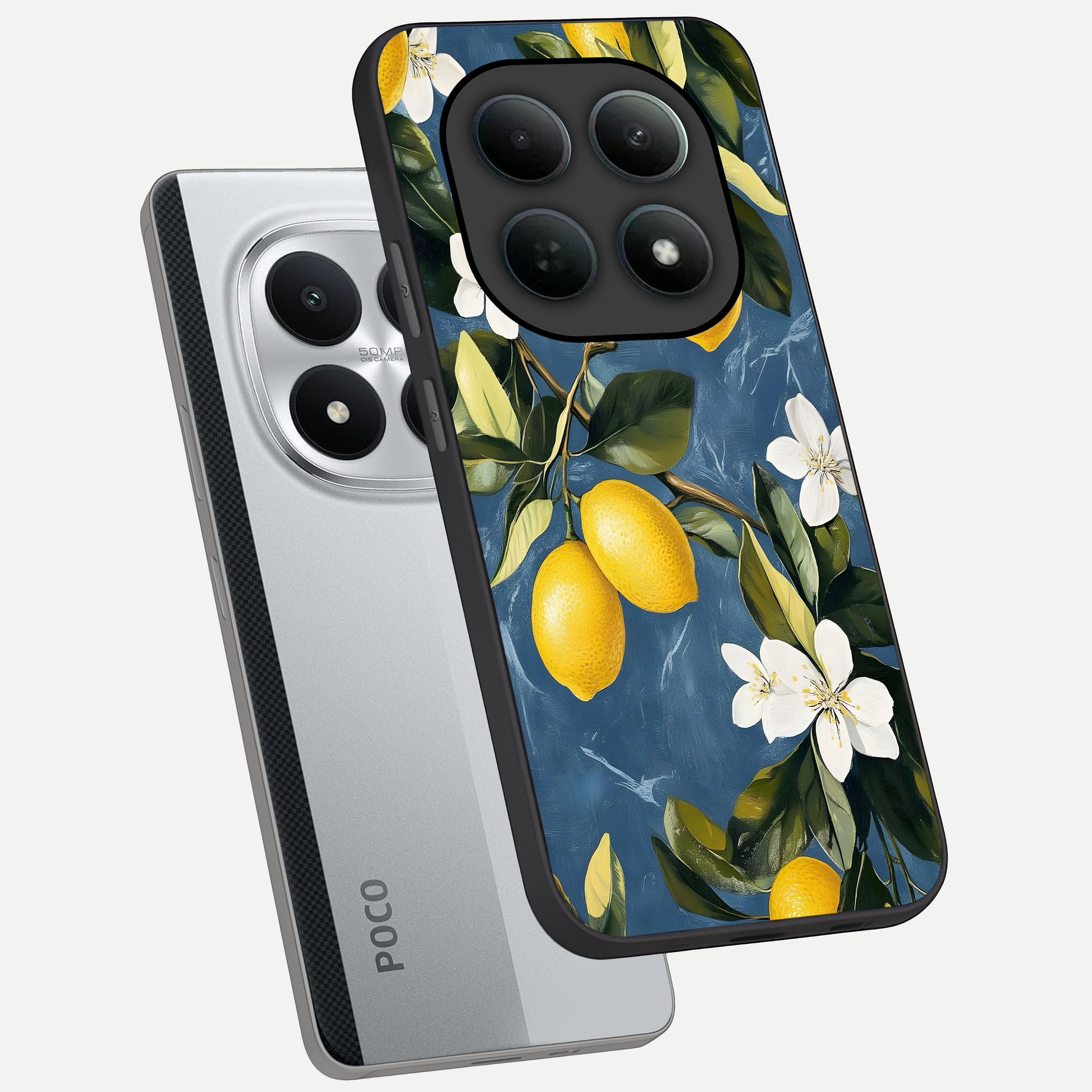  Lemon Dream Garden phone case For Poco M8 Pro showing premium glass back cover with detailed artwork