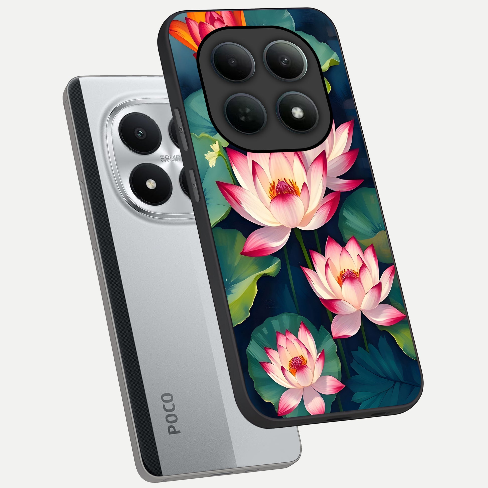  Lotus Dream Serenity phone case For Poco M8 Pro showing premium glass back cover with detailed artwork
