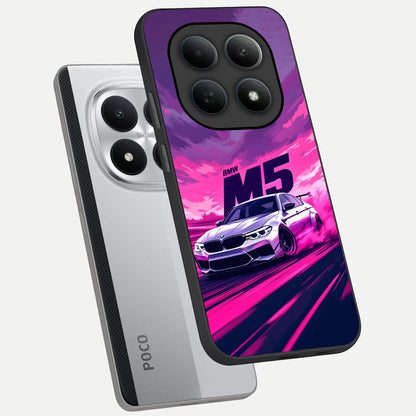  MS Neon Car phone case For Poco M8 Pro showing premium glass back cover with detailed artwork