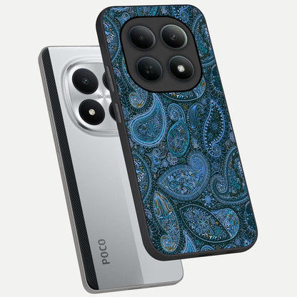  Midnight Paisley Glow phone case For Poco M8 Pro showing premium glass back cover with detailed artwork
