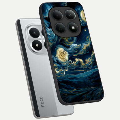  Midnight Sky Whirl phone case For Poco M8 Pro showing premium glass back cover with detailed artwork