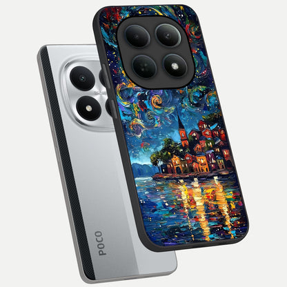  Moonlight Harbor Glow phone case For Poco M8 Pro showing premium glass back cover with detailed artwork