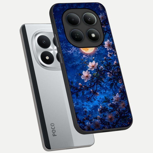  Moonlit Blossoms Night phone case For Poco M8 Pro showing premium glass back cover with detailed artwork