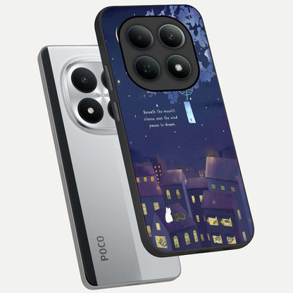  Moonlit Cat Silence phone case For Poco M8 Pro showing premium glass back cover with detailed artwork