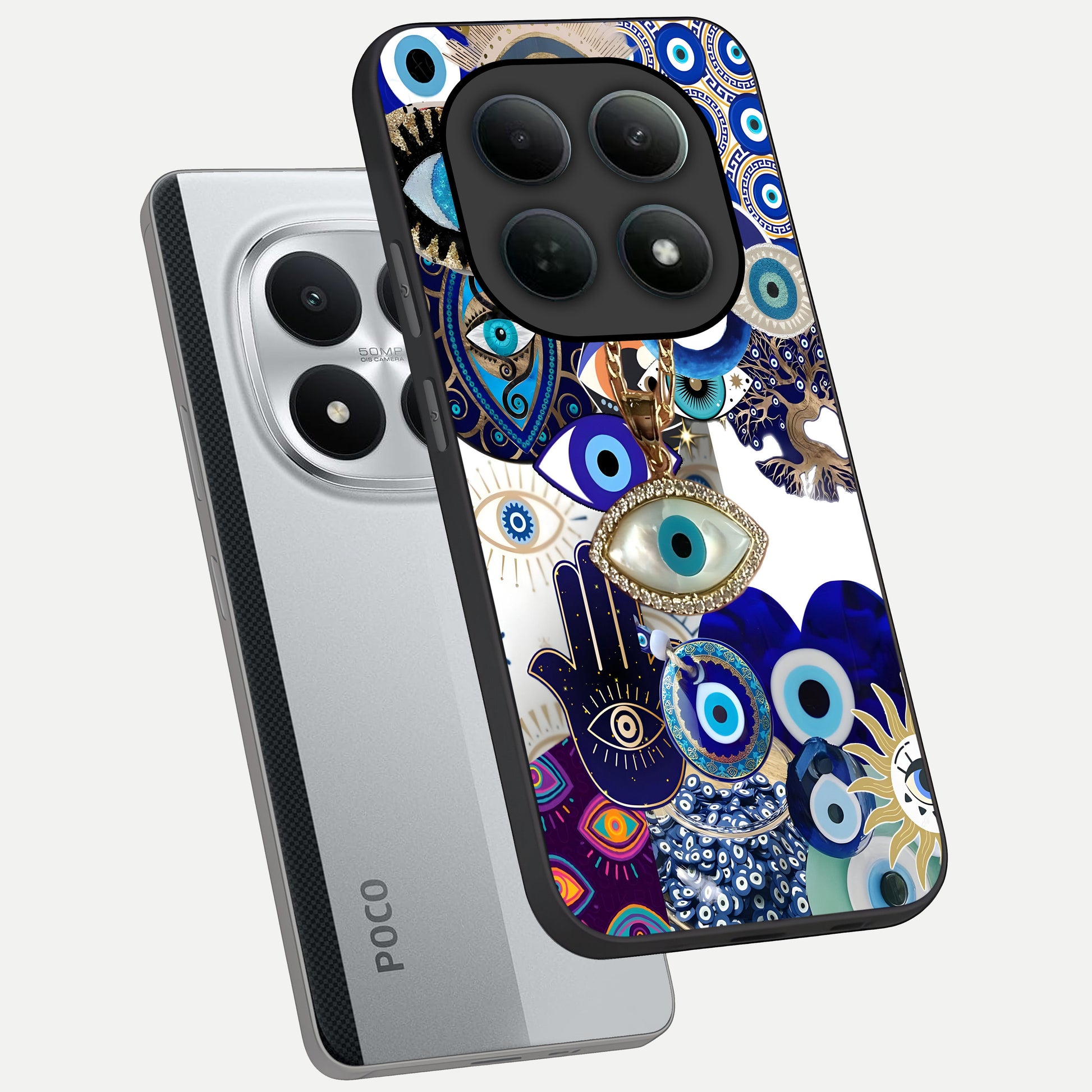  Mystic Charm Eye phone case For Poco M8 Pro showing premium glass back cover with detailed artwork