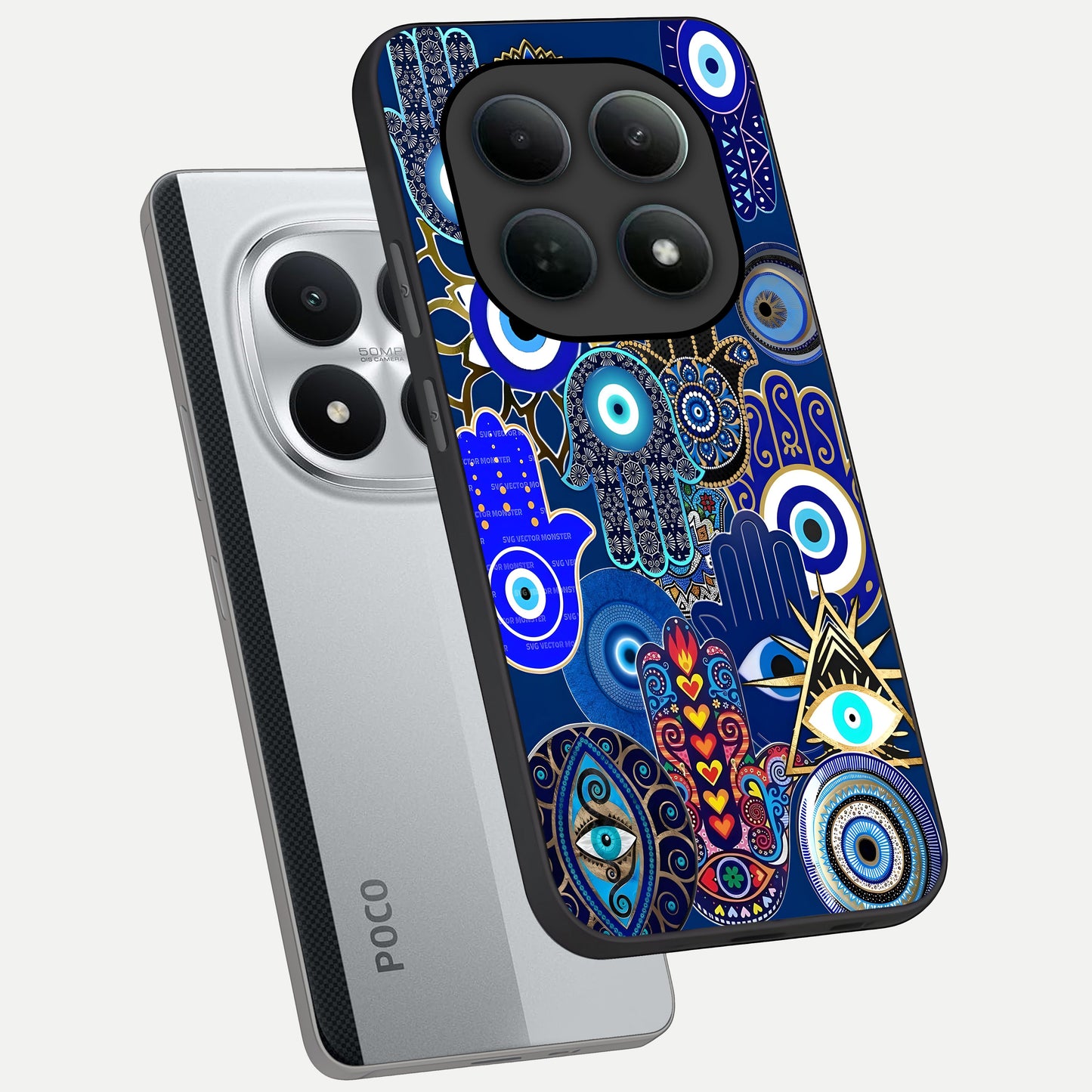  Mystic Palm Guard phone case For Poco M8 Pro showing premium glass back cover with detailed artwork