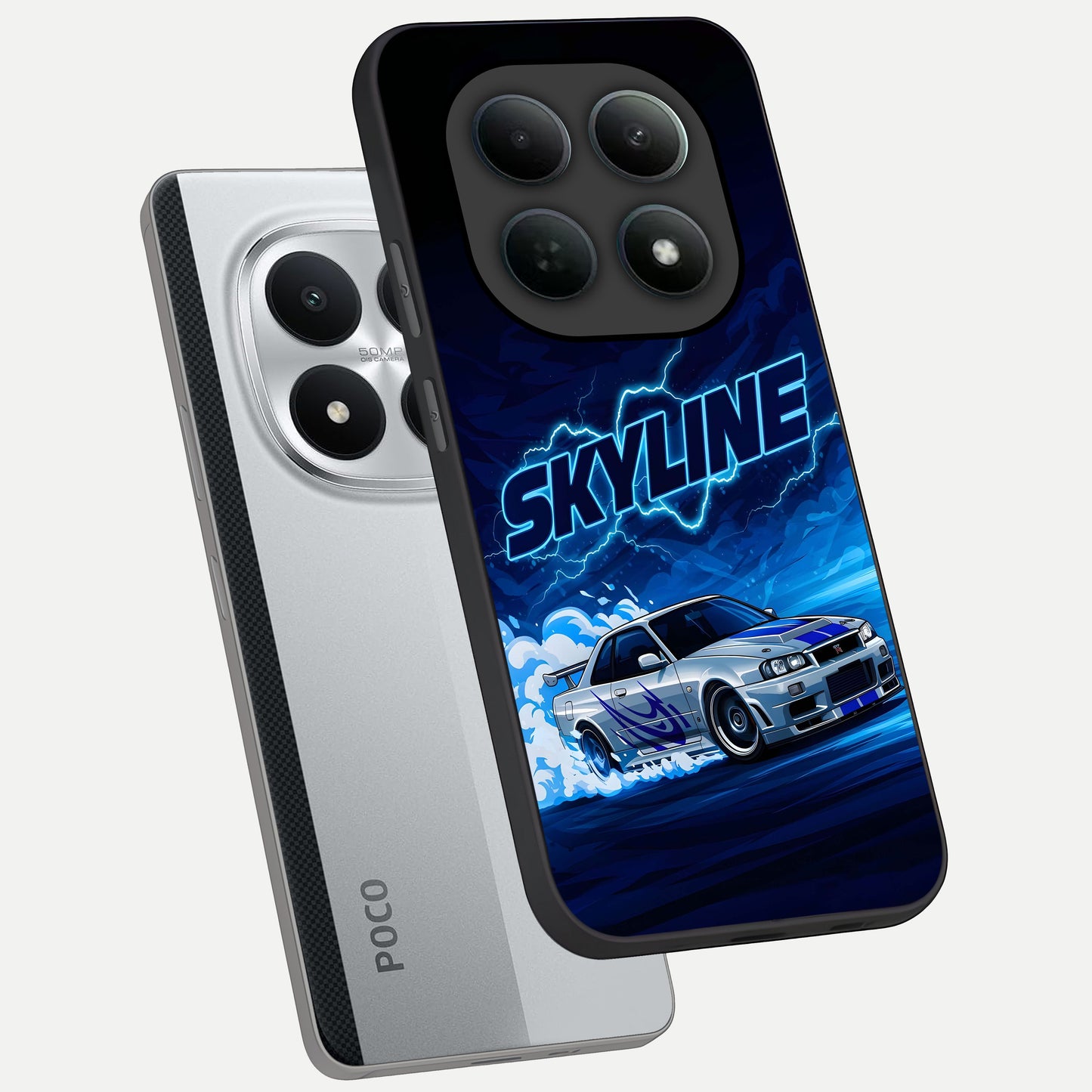  Neon Drift Beast phone case For Poco M8 Pro showing premium glass back cover with detailed artwork