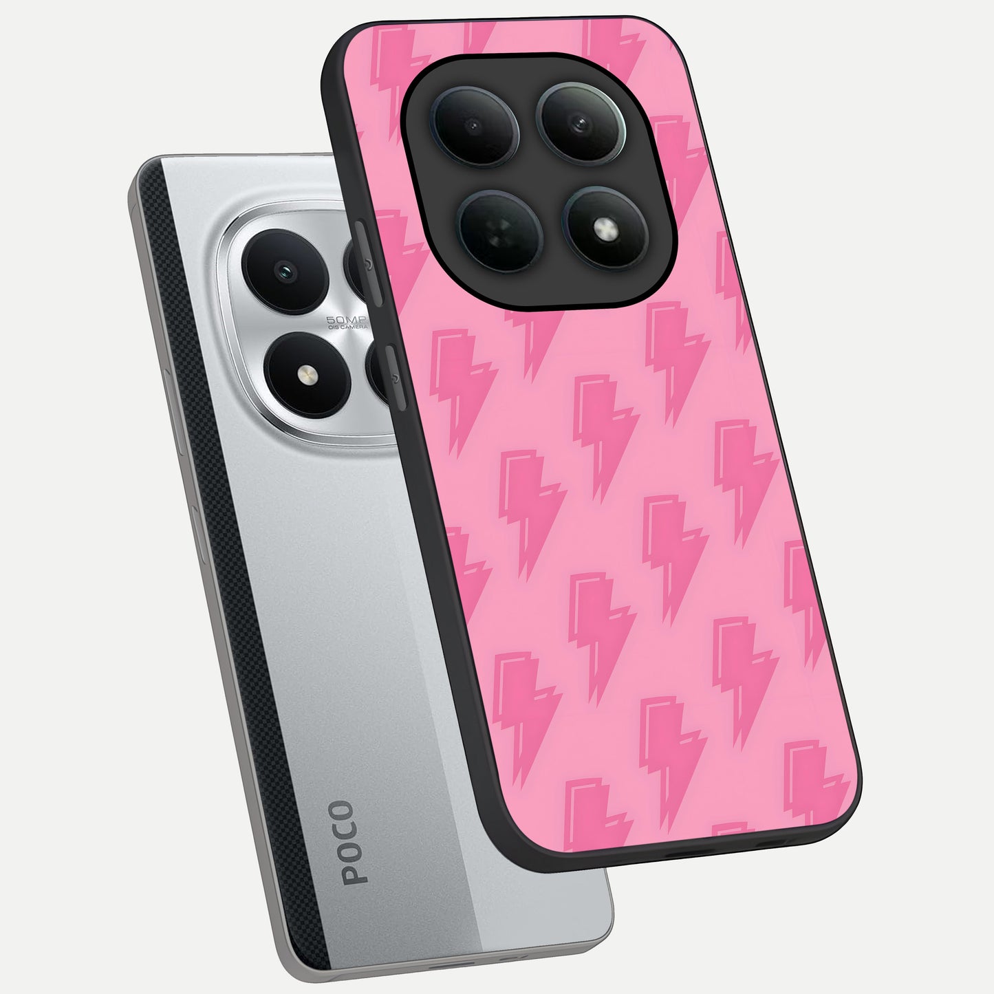  Pink Moo Magic phone case For Poco M8 Pro showing premium glass back cover with detailed artwork