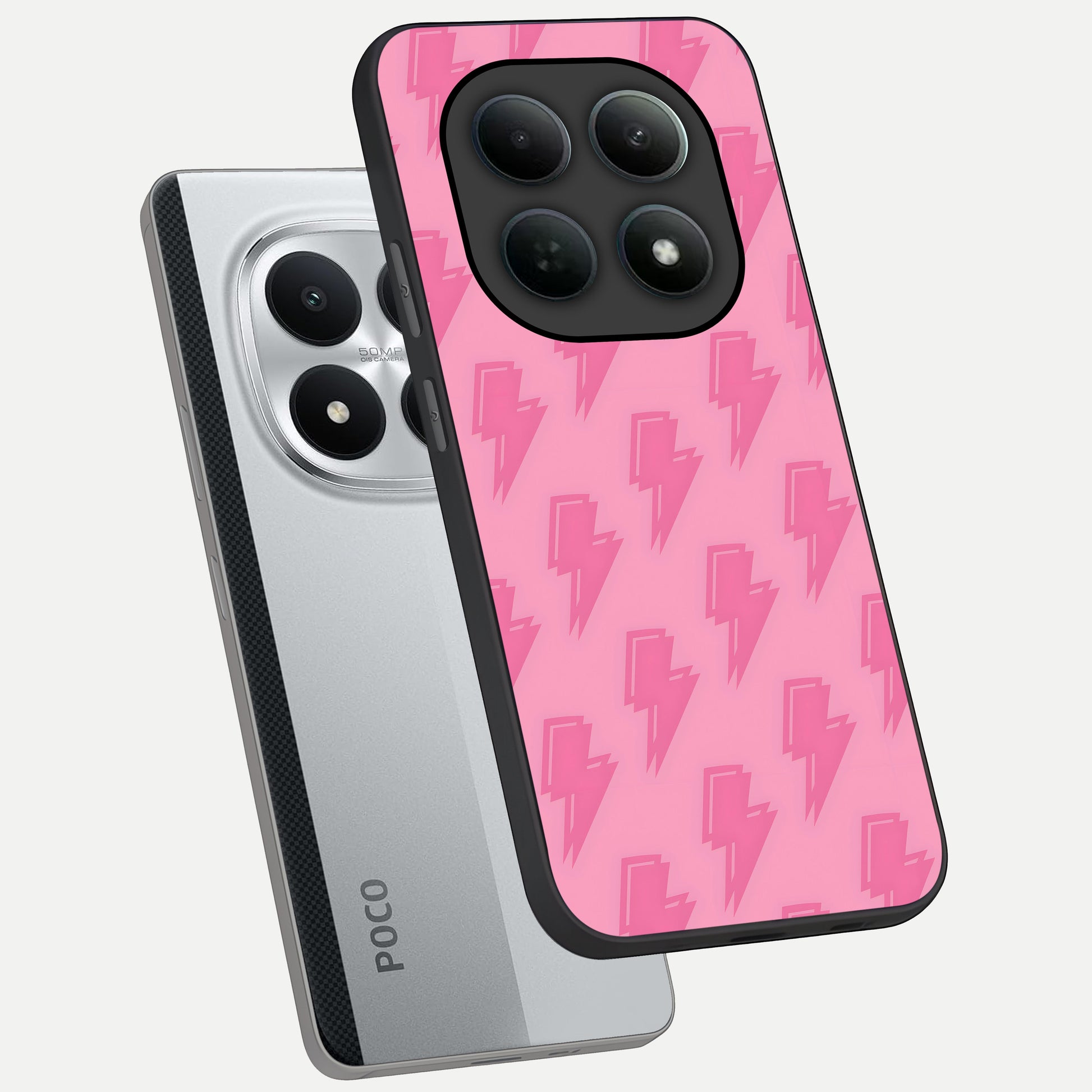  Pink Moo Magic phone case For Poco M8 Pro showing premium glass back cover with detailed artwork