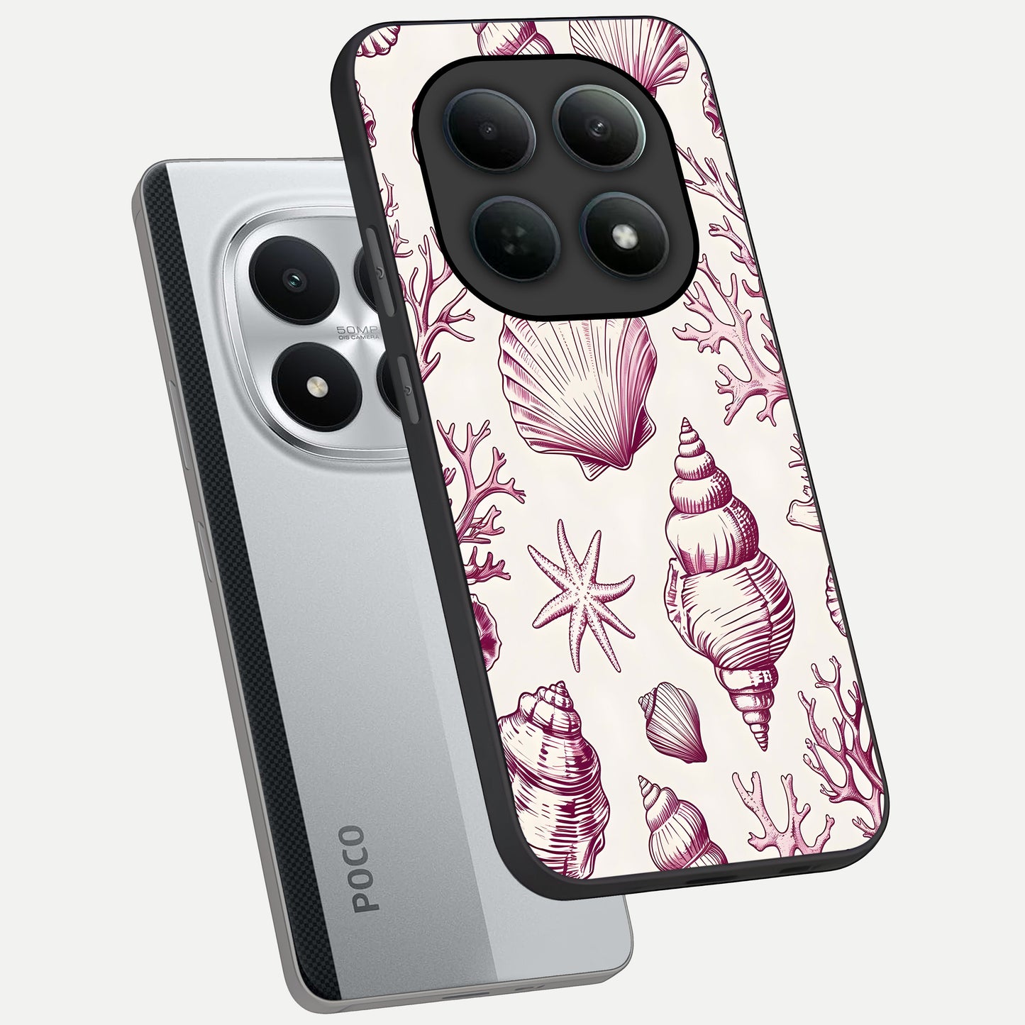  Pink Power Sparks phone case For Poco M8 Pro showing premium glass back cover with detailed artwork