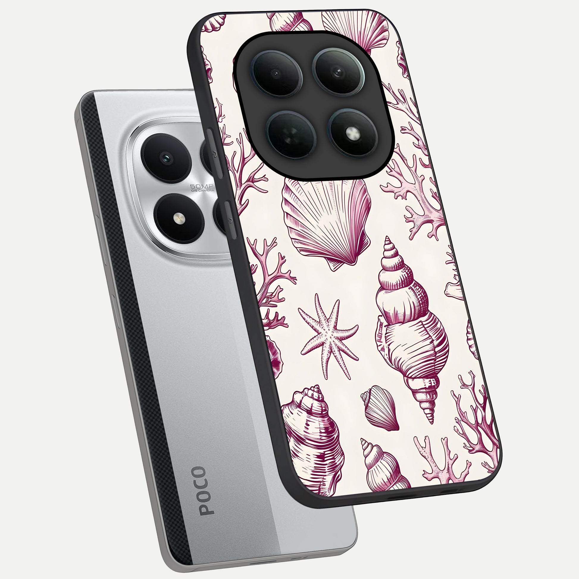  Pink Power Sparks phone case For Poco M8 Pro showing premium glass back cover with detailed artwork