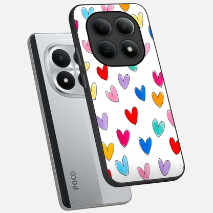  Playful Love Doodles phone case For Poco M8 Pro showing premium glass back cover with detailed artwork