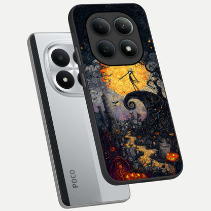  Pumpkin Moon Night phone case For Poco M8 Pro showing premium glass back cover with detailed artwork