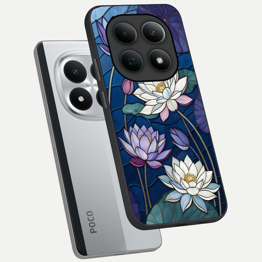 Purple Lotus Stained phone case For Poco M8 Pro showing premium glass back cover with detailed artwork