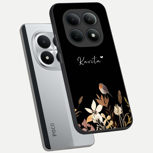  Quiet Garden Tune Custom Name phone case For Poco M8 Pro showing premium glass back cover with detailed artwork
