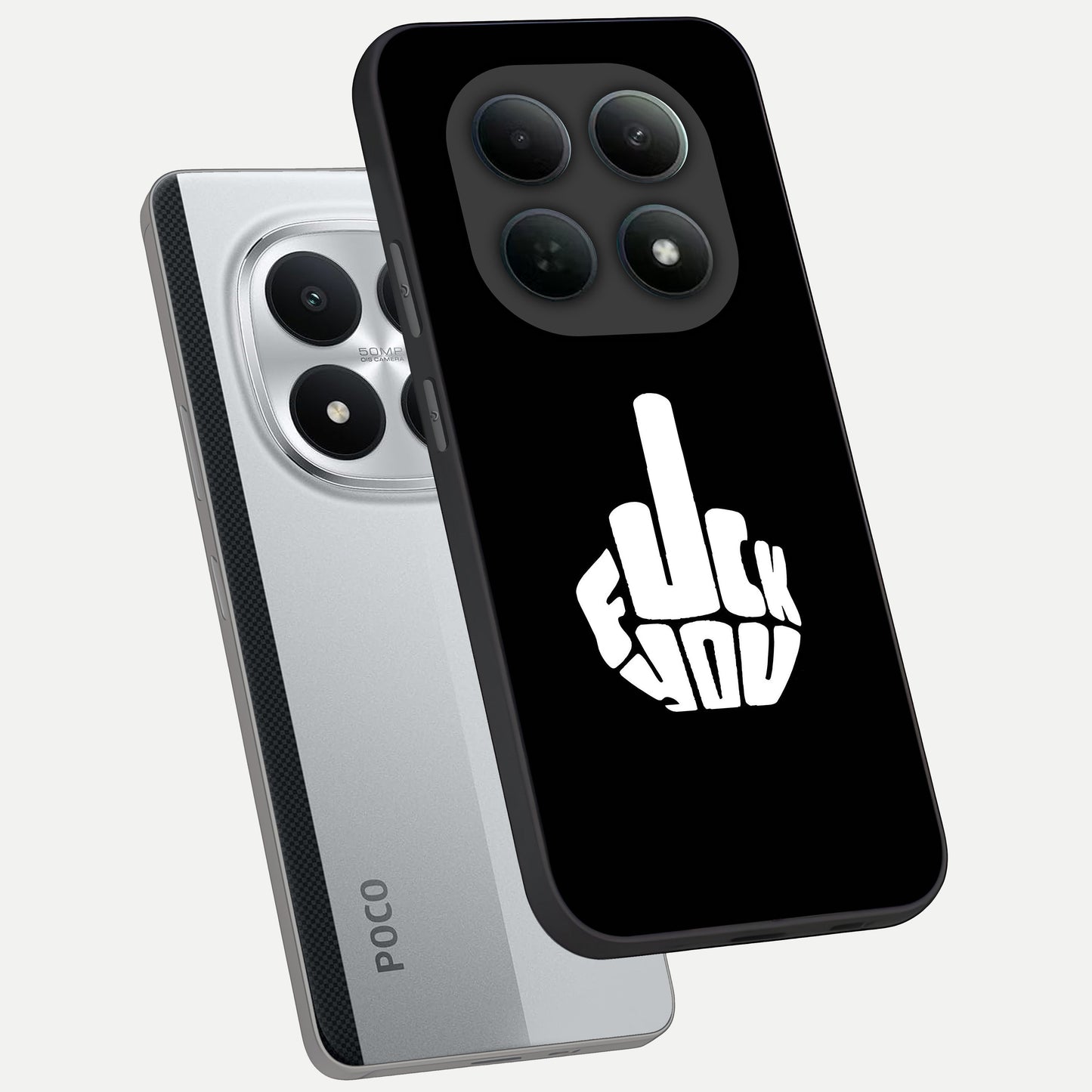  Rebel Mode On phone case For Poco M8 Pro showing premium glass back cover with detailed artwork