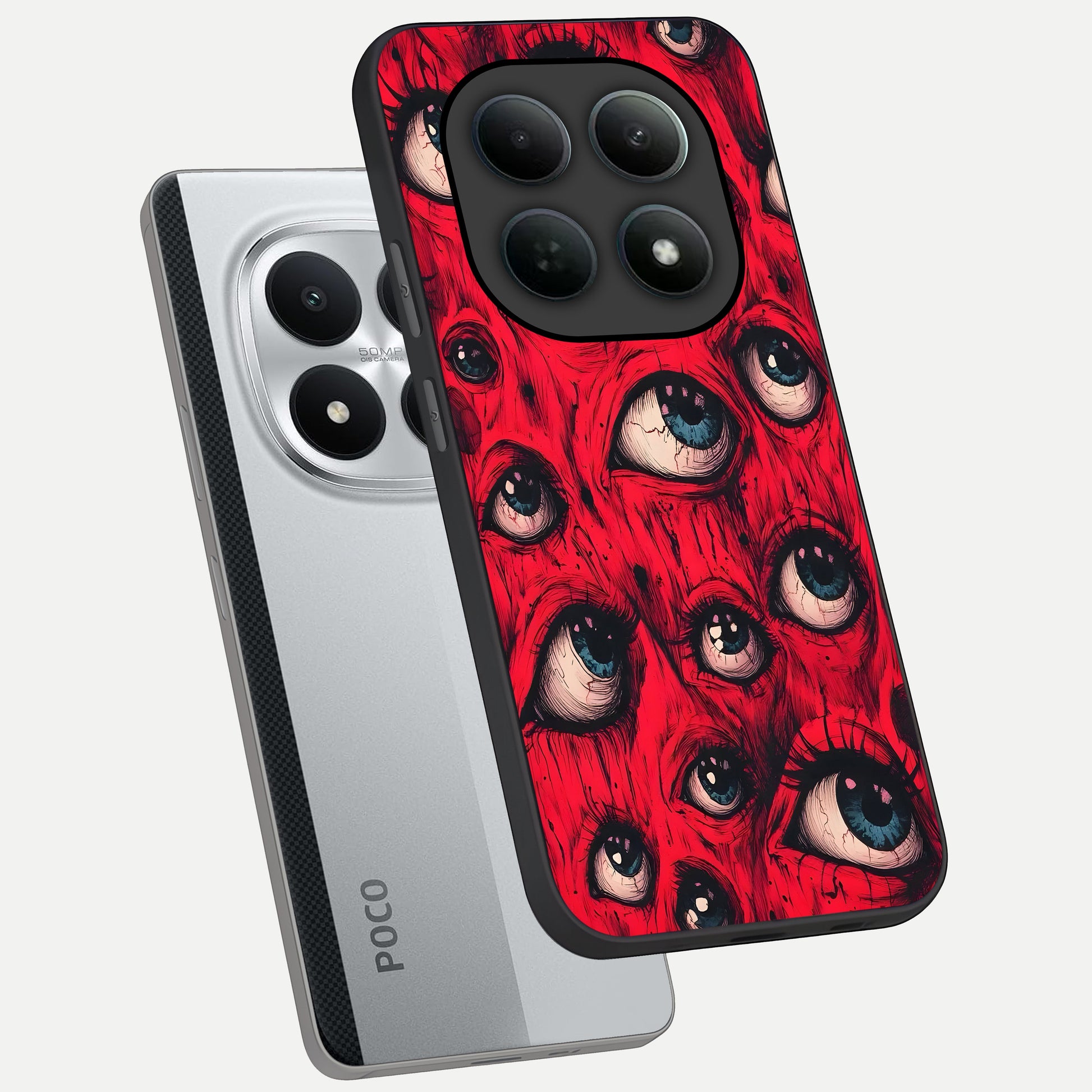  Red Eyes Pattern phone case For Poco M8 Pro showing premium glass back cover with detailed artwork