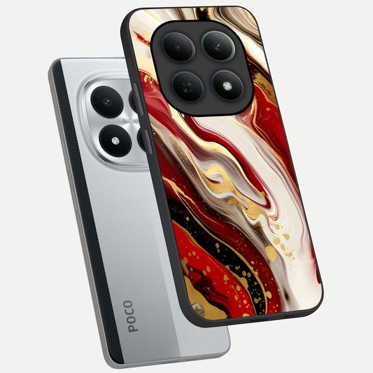  Red And White Marble phone case For Poco M8 Pro showing premium glass back cover with detailed artwork