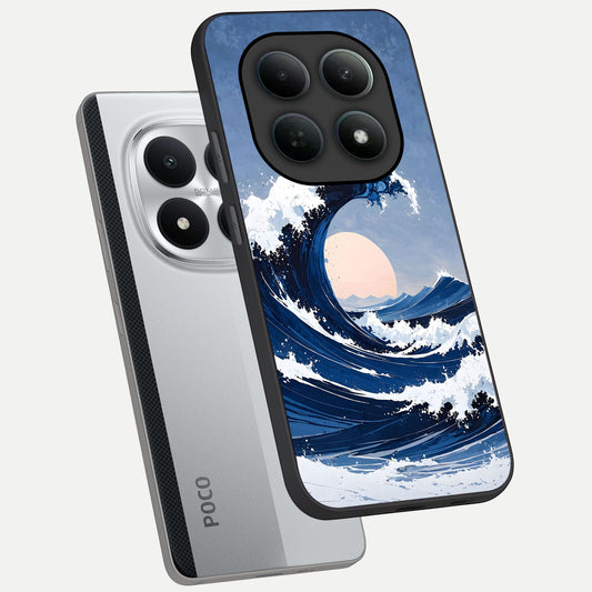  Rising Tide Power phone case For Poco M8 Pro showing premium glass back cover with detailed artwork