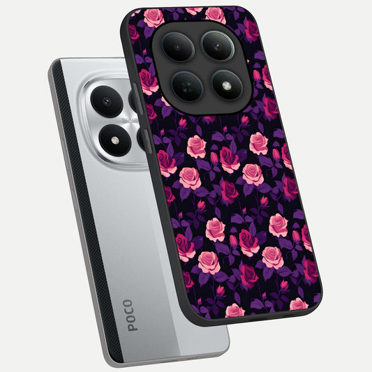  Rose Garden Twilight phone case For Poco M8 Pro showing premium glass back cover with detailed artwork