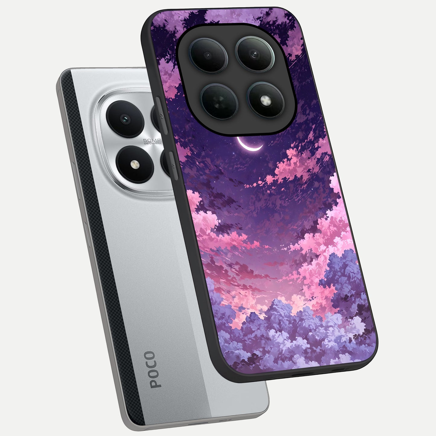  Sky Drift Clouds phone case For Poco M8 Pro showing premium glass back cover with detailed artwork
