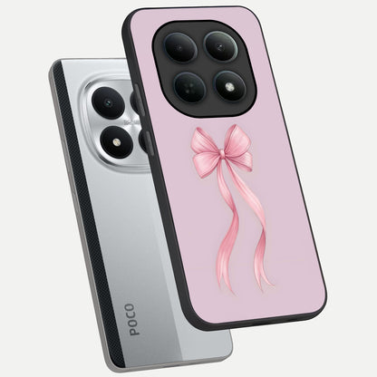  Soft Blush Bow phone case For Poco M8 Pro showing premium glass back cover with detailed artwork