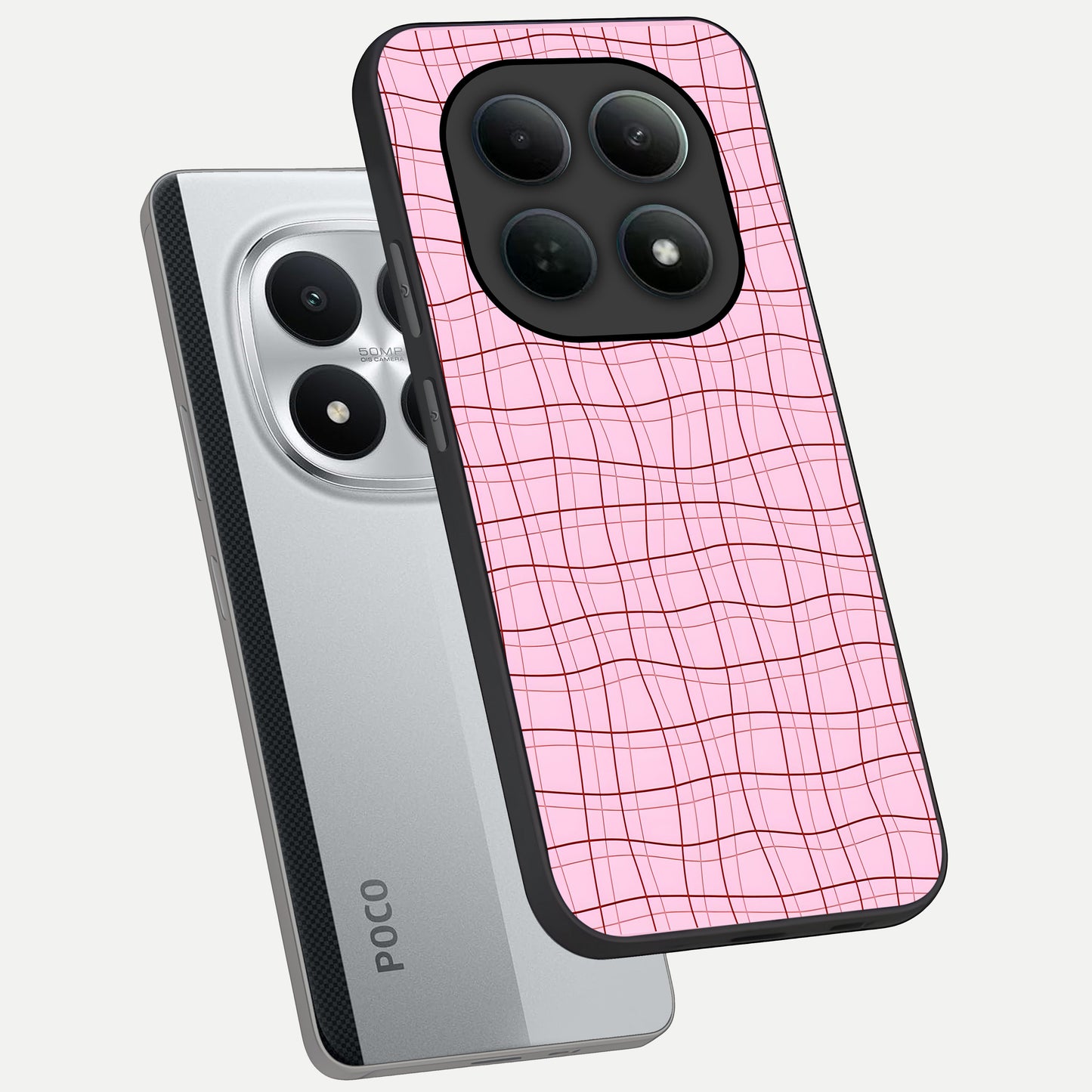  Soft Grid Bliss phone case For Poco M8 Pro showing premium glass back cover with detailed artwork