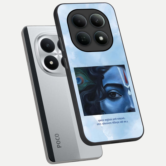  Spiritual Krishna phone case For Poco M8 Pro showing premium glass back cover with detailed artwork