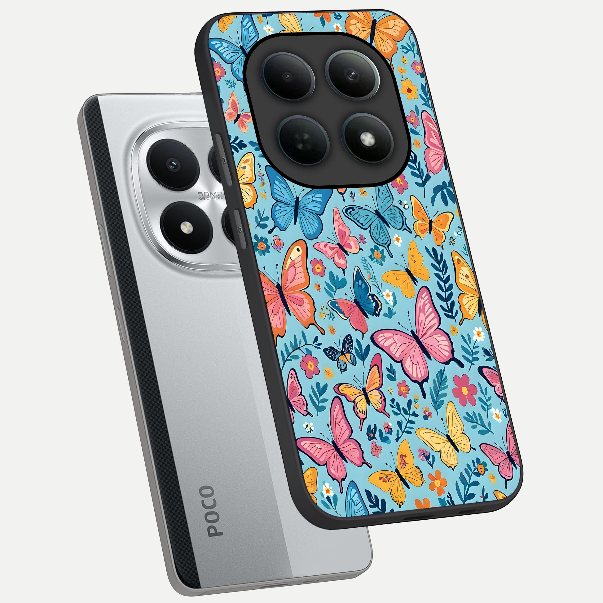  Spring Wing Garden phone case For Poco M8 Pro showing premium glass back cover with detailed artwork