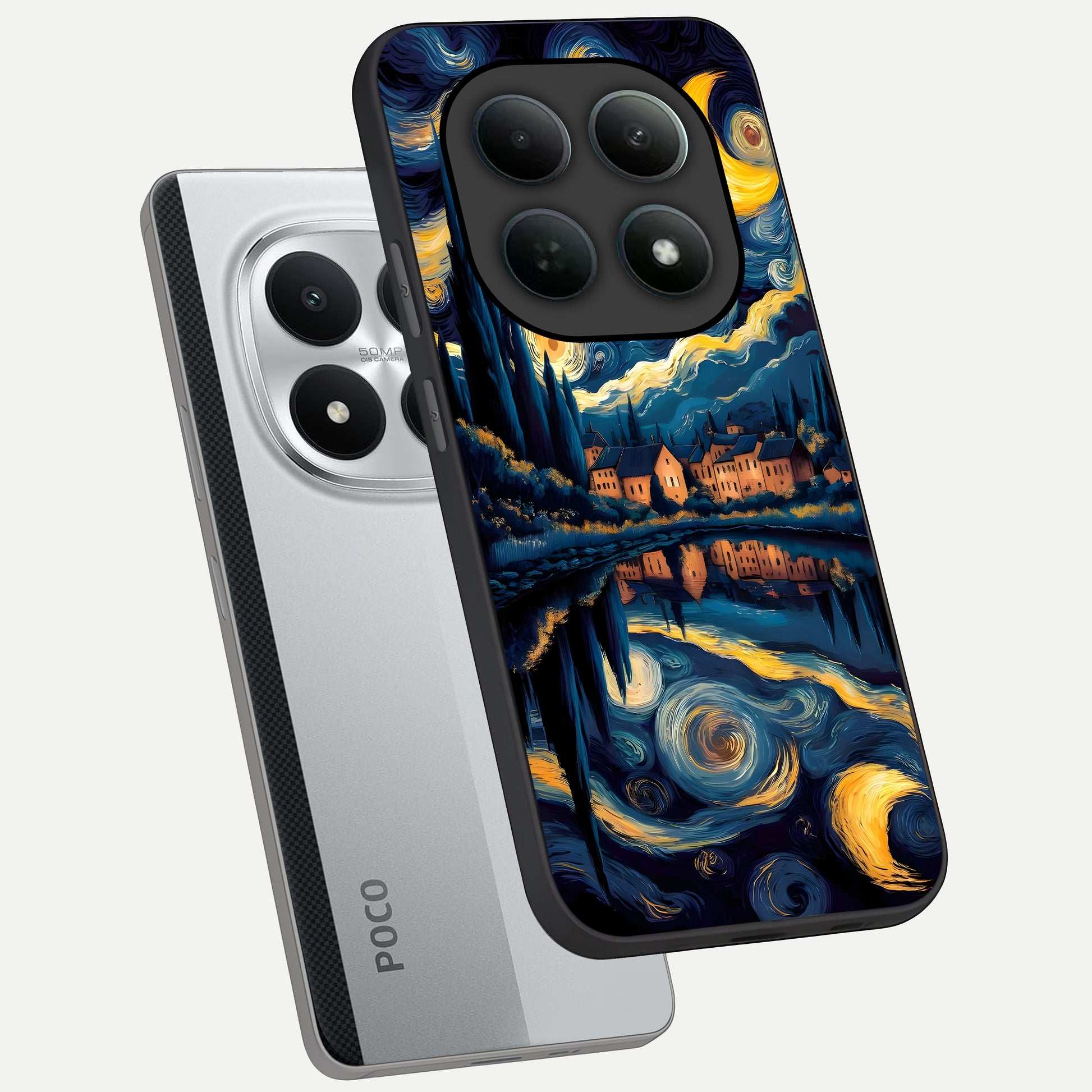  Starry Sky Serenity phone case For Poco M8 Pro showing premium glass back cover with detailed artwork