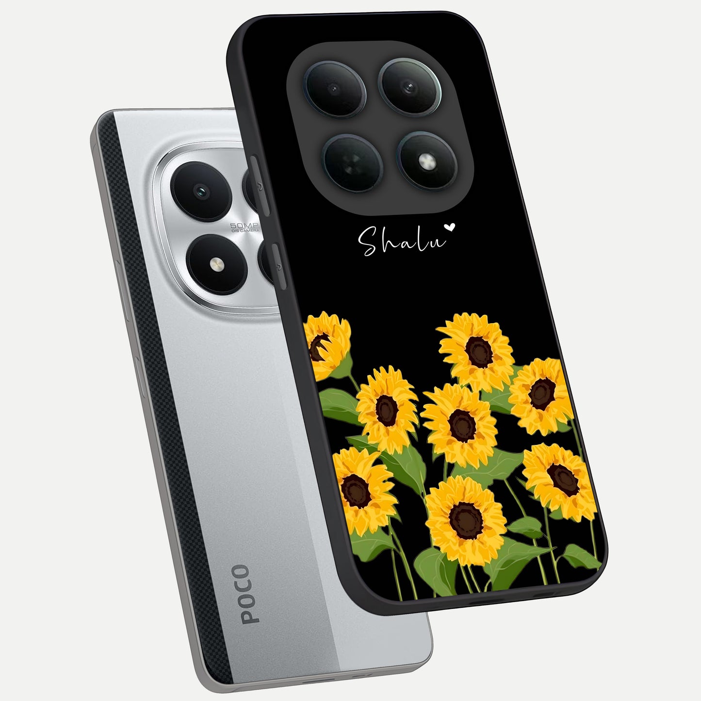  Sunflower Sky Bloom phone case For Poco M8 Pro showing premium glass back cover with detailed artwork