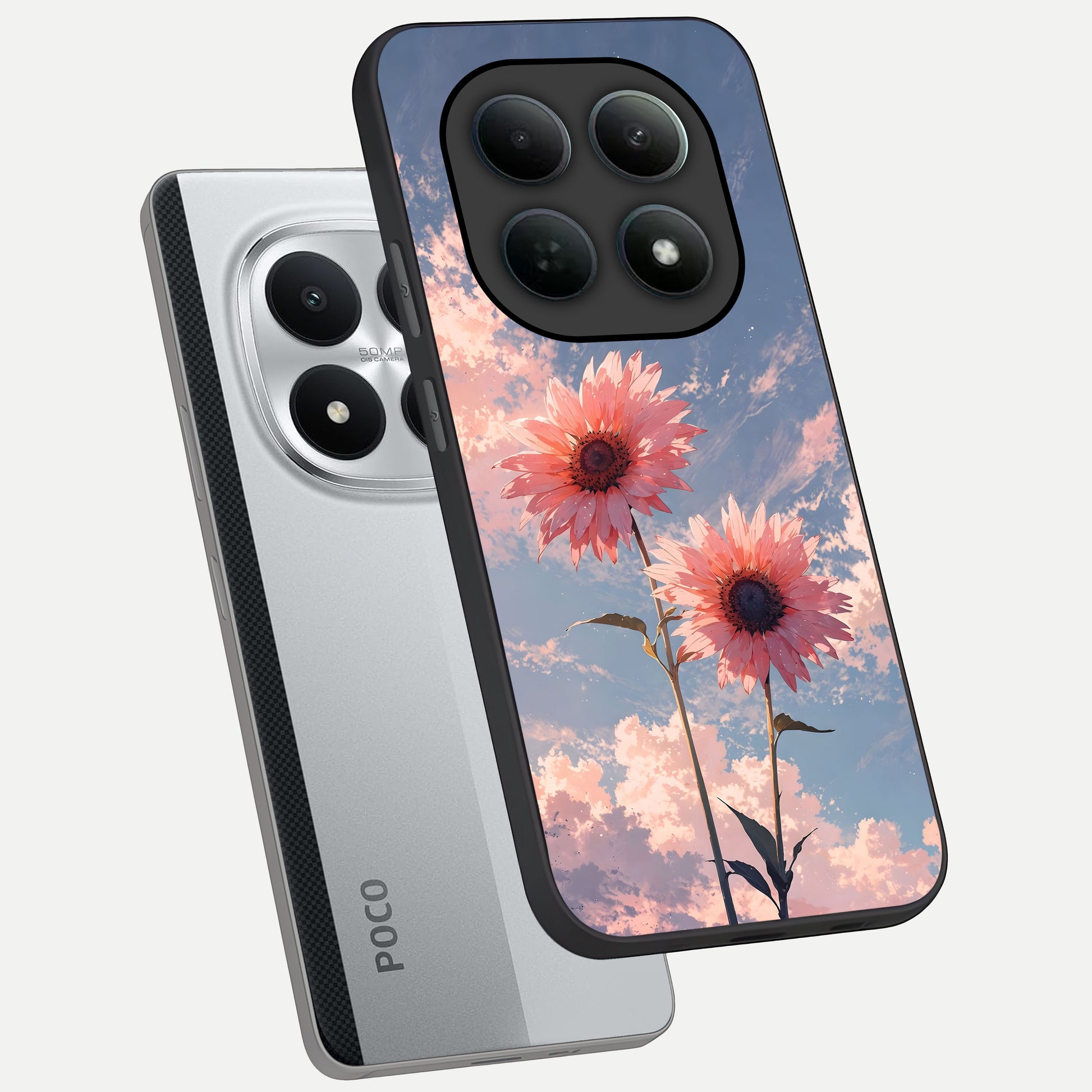  Sun Moon Balance phone case For Poco M8 Pro showing premium glass back cover with detailed artwork