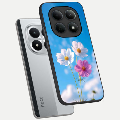  Tripple Flowers With Sky phone case For Poco M8 Pro showing premium glass back cover with detailed artwork