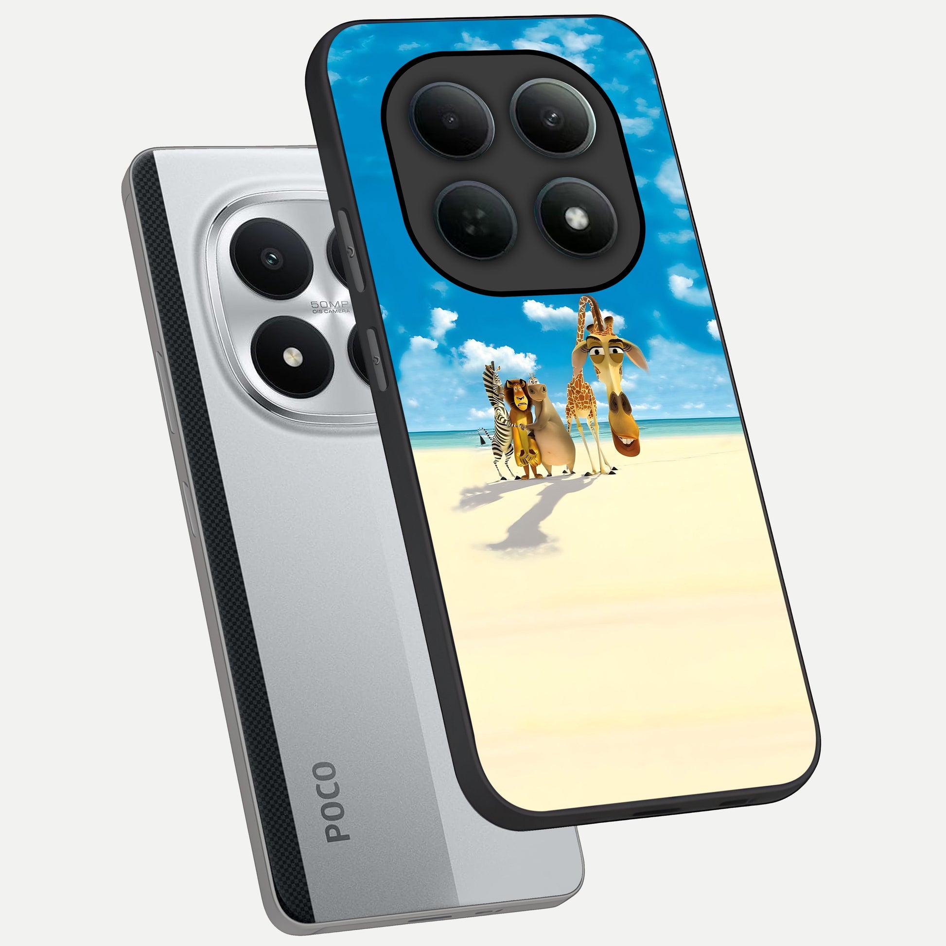  Tropical Fun Squad phone case For Poco M8 Pro showing premium glass back cover with detailed artwork