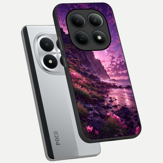  Twilight Blossom Coast phone case For Poco M8 Pro showing premium glass back cover with detailed artwork
