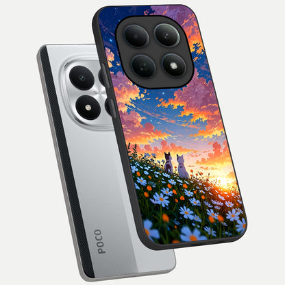  Two Cats Friends phone case For Poco M8 Pro showing premium glass back cover with detailed artwork