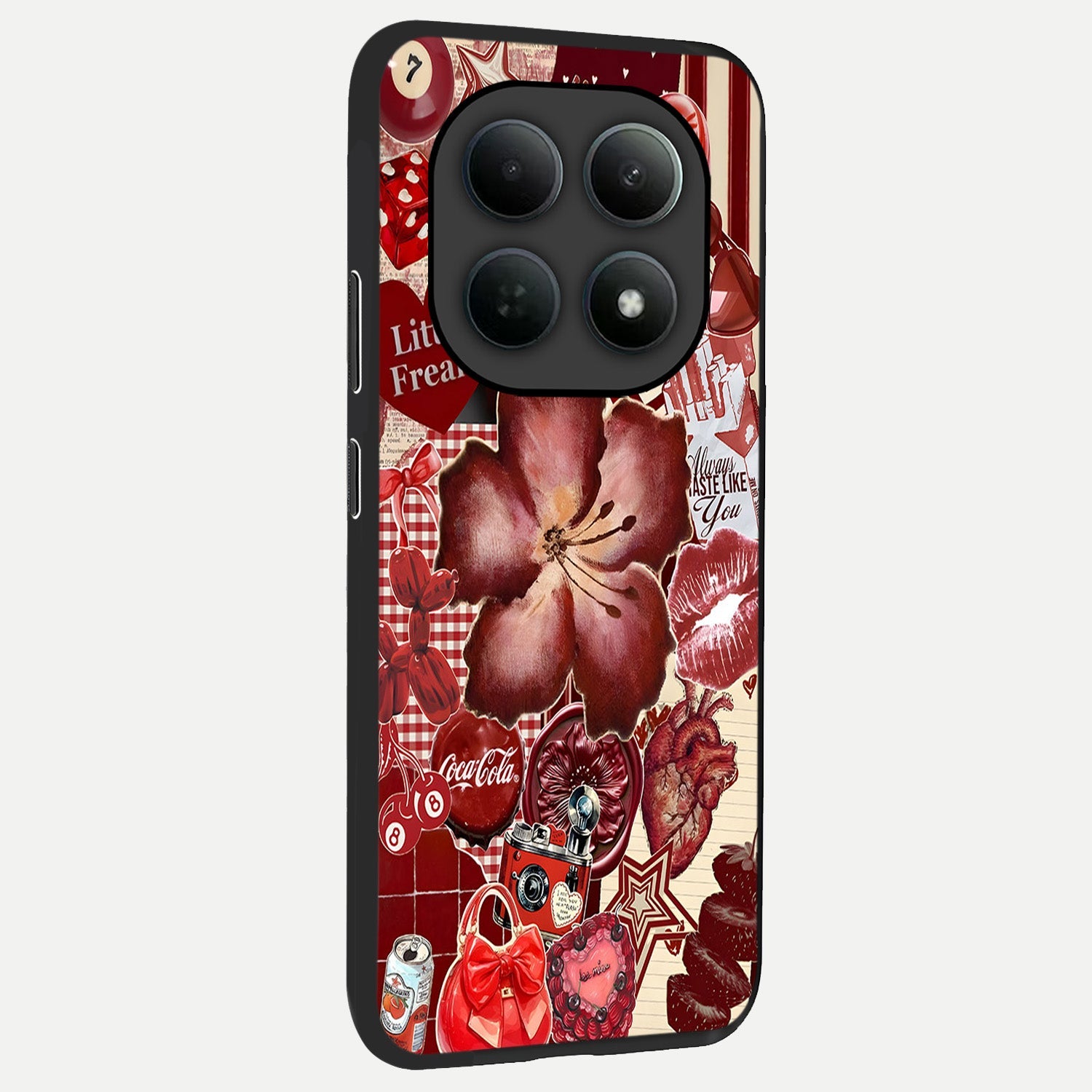  Aesthetic Little Freak back cover For Poco M8 Pro slim fit glass case with vibrant aesthetic design