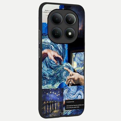  Aesthetic Vando Hands back cover For Poco M8 Pro slim fit glass case with vibrant aesthetic design