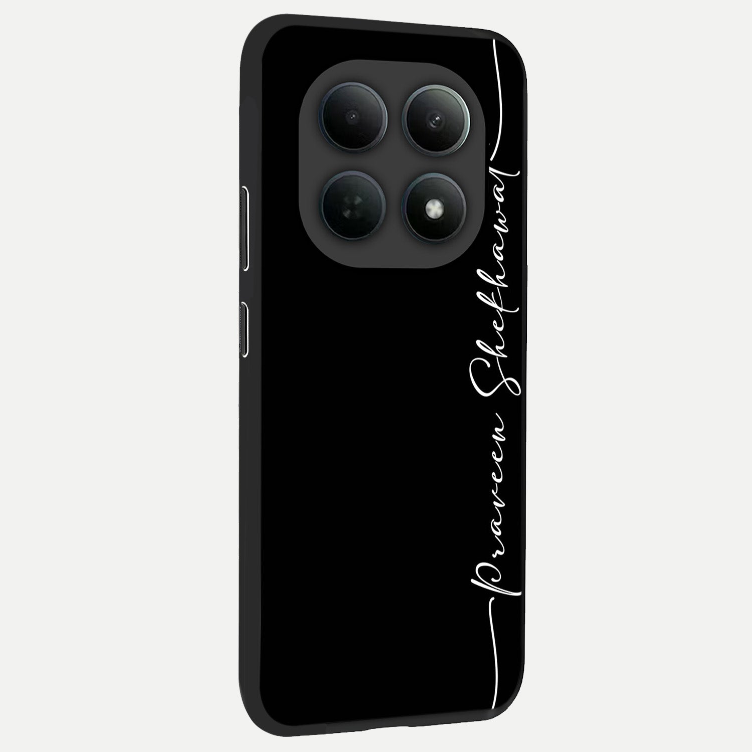  Black Tune Custom Name back cover For Poco M8 Pro slim fit glass case with vibrant aesthetic design