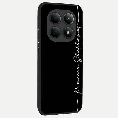  Black Tune Custom Name back cover For Poco M8 Pro slim fit glass case with vibrant aesthetic design