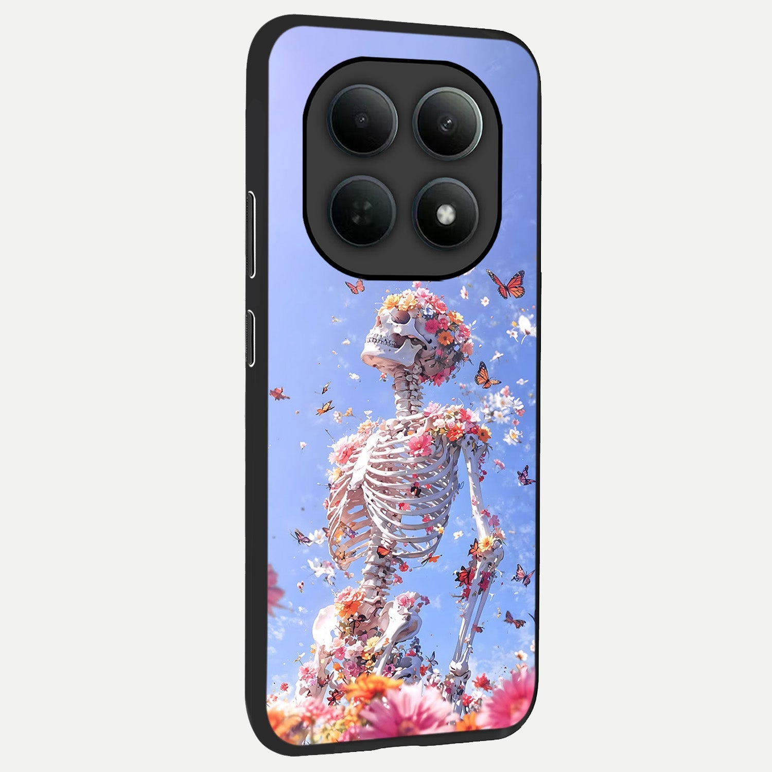  Bloom Beyond Bones back cover For Poco M8 Pro slim fit glass case with vibrant aesthetic design