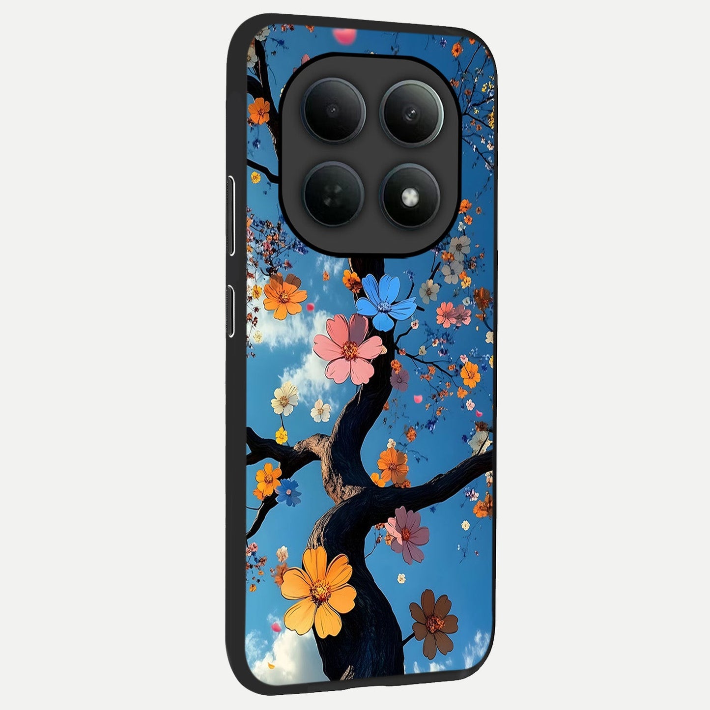  Blossom Dream Sky back cover For Poco M8 Pro slim fit glass case with vibrant aesthetic design