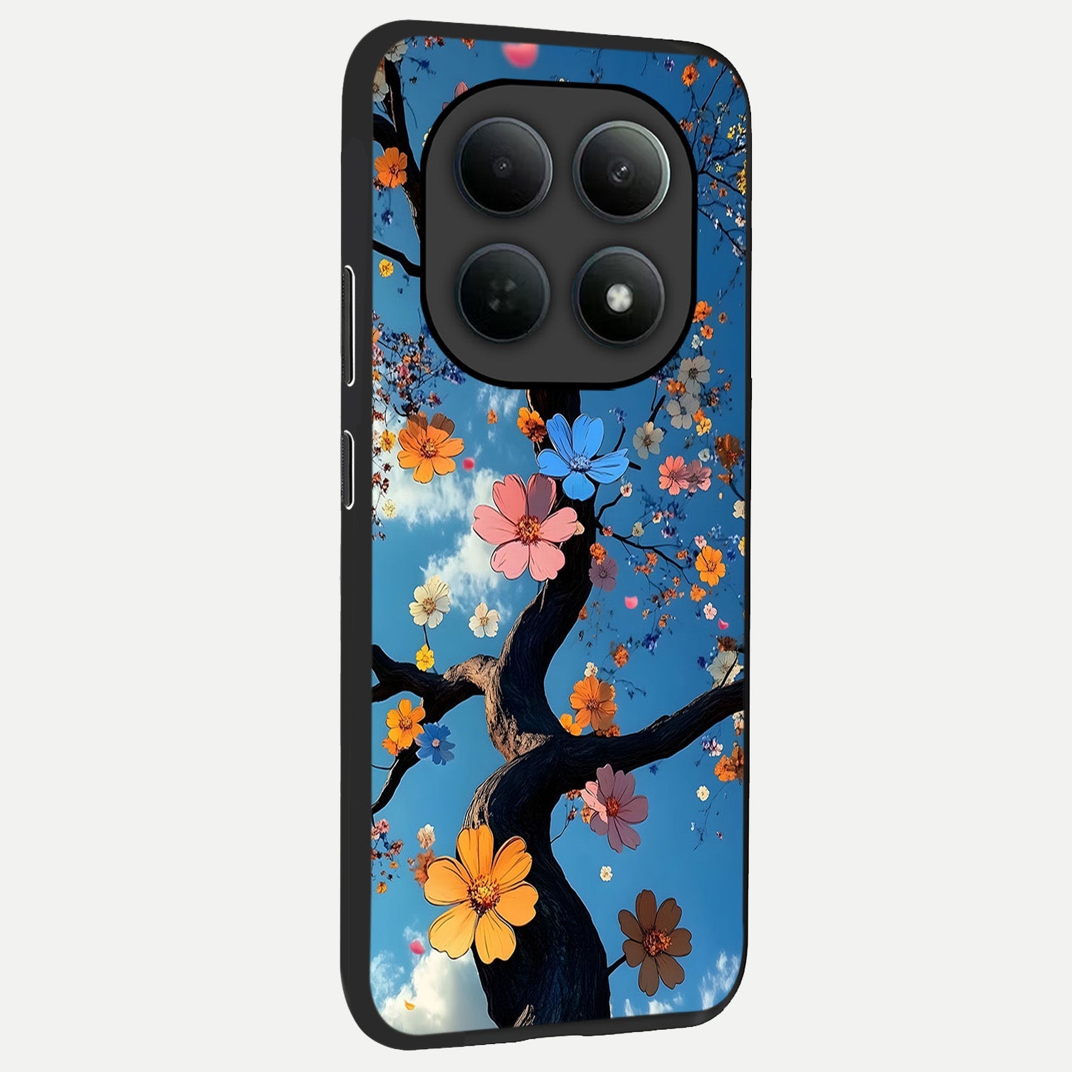 Blossom Dream Sky back cover For Poco M8 Pro slim fit glass case with vibrant aesthetic design