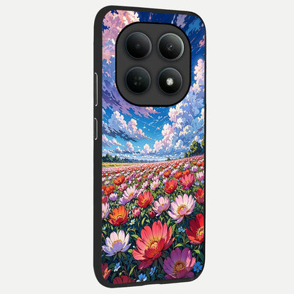  Blossom Sky Field back cover For Poco M8 Pro slim fit glass case with vibrant aesthetic design