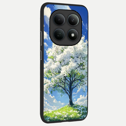  Blossom Sky Serenity back cover For Poco M8 Pro slim fit glass case with vibrant aesthetic design